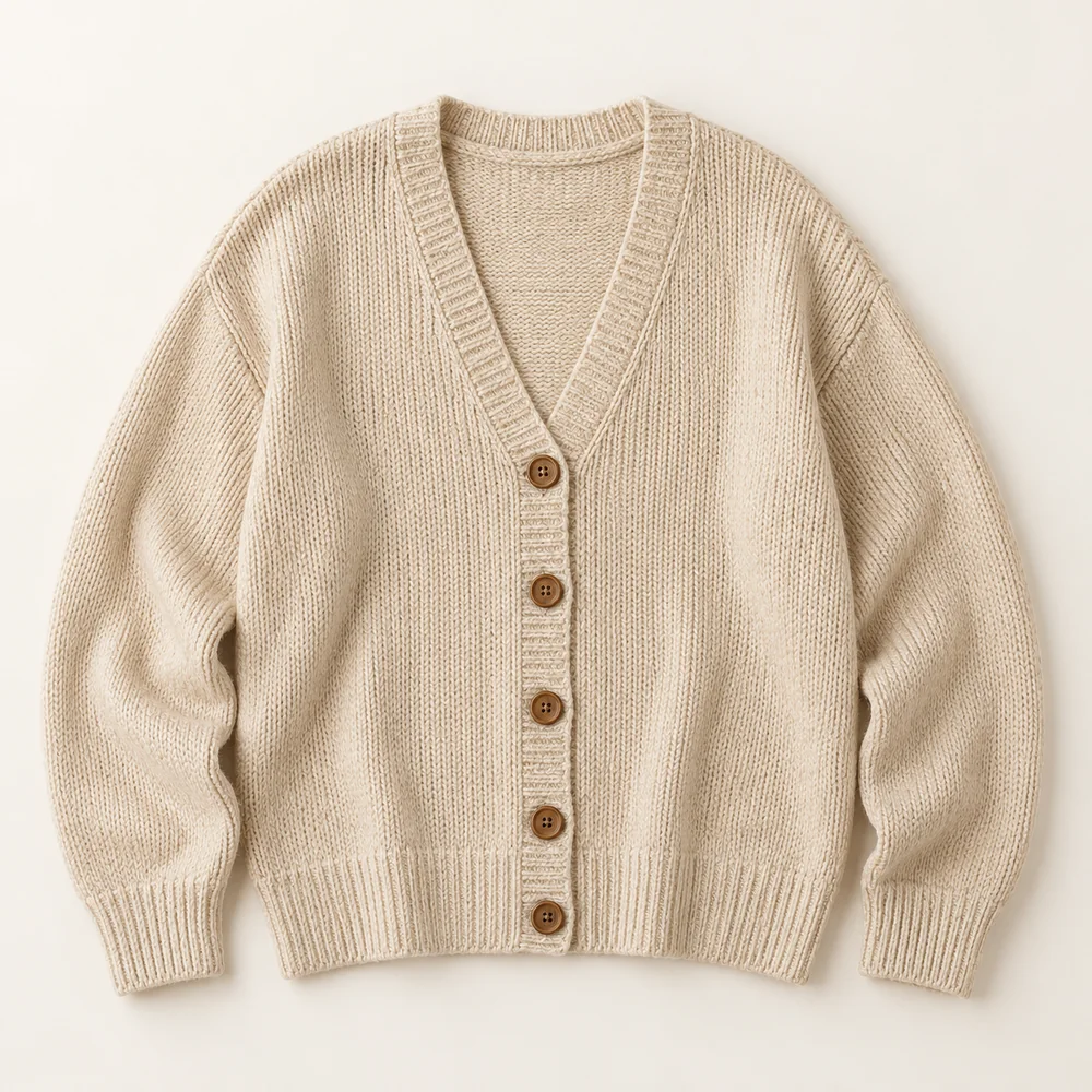 Cardigan de Tricô Natural