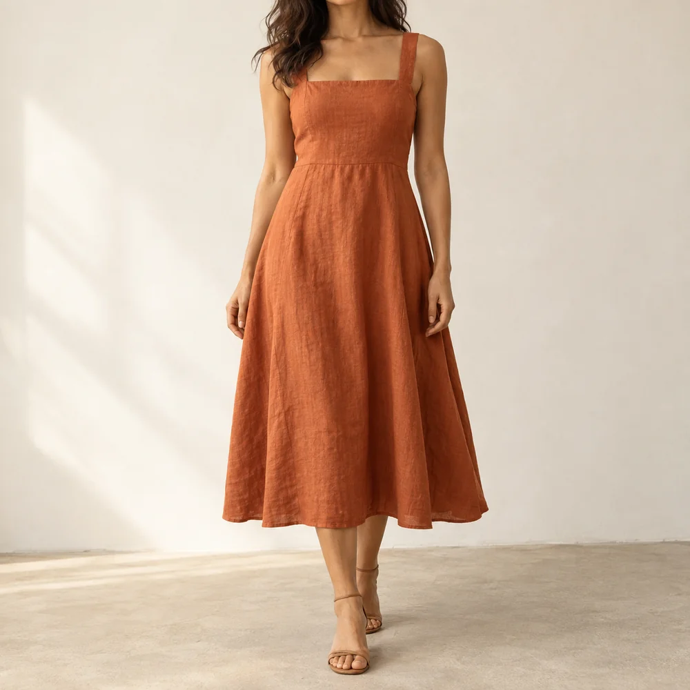 Vestido Midi Terracota